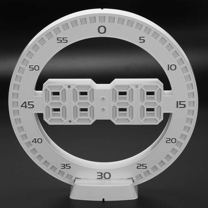 Silent 3D Digital Circular Luminous LED Wall Clock Alarm with Calendar Thermometer for Home Decoration