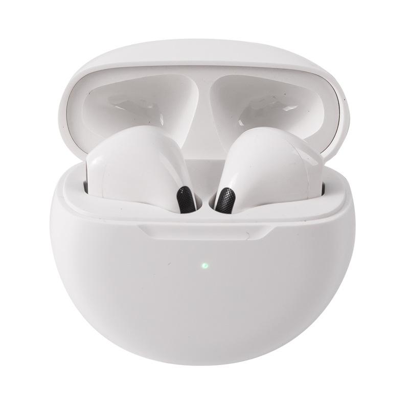 Pro 6 tws bluetooth-øretelefoner trådløse bluetooth-headset støydempende ørepropper med mikrofon pro 6 trådløse hodetelefoner for iphone: Hvit