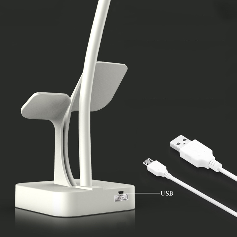 Lampe de lecture de bureau réglable en continu double tête commutateur tactile rotatif LED lampe de Table USB charge Protection des yeux lampe de Table