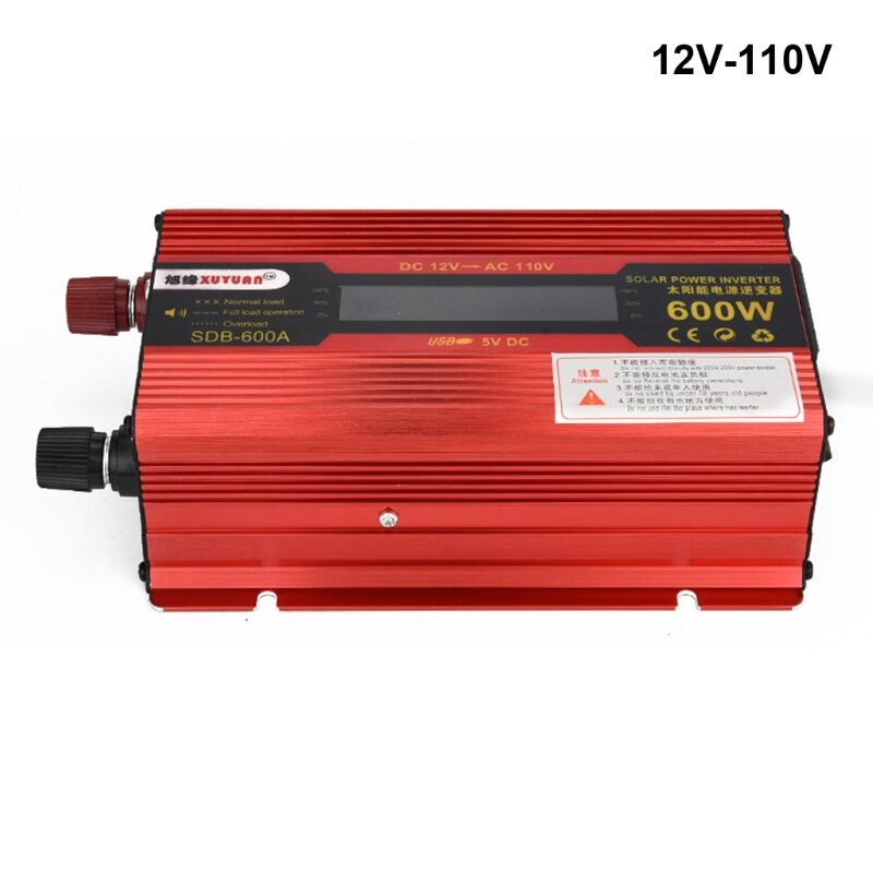 600 Car Inverter DC 12V/24V to AC 110V/220V Voltage Converter with LCD Display