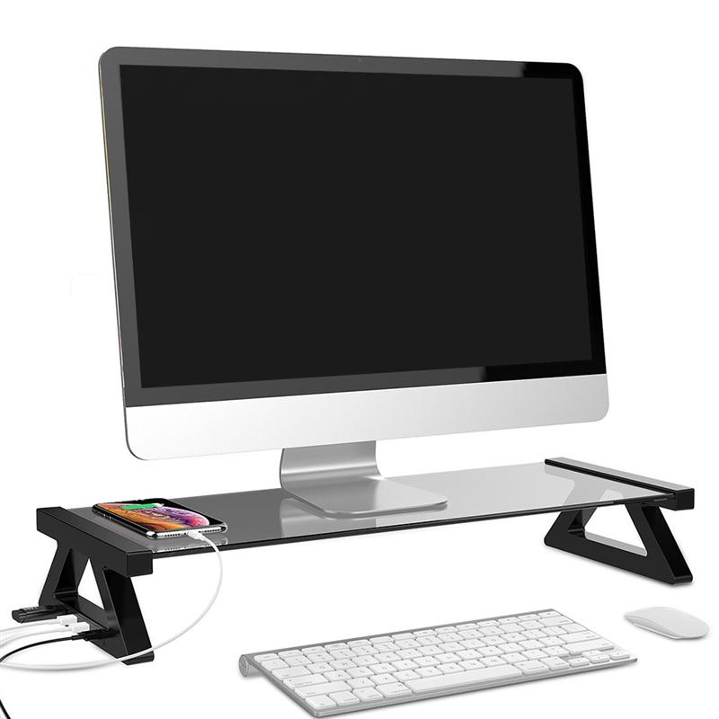 Monitor Stand Space Bar Dock Desk Riser with 4 USB... – Vicedeal