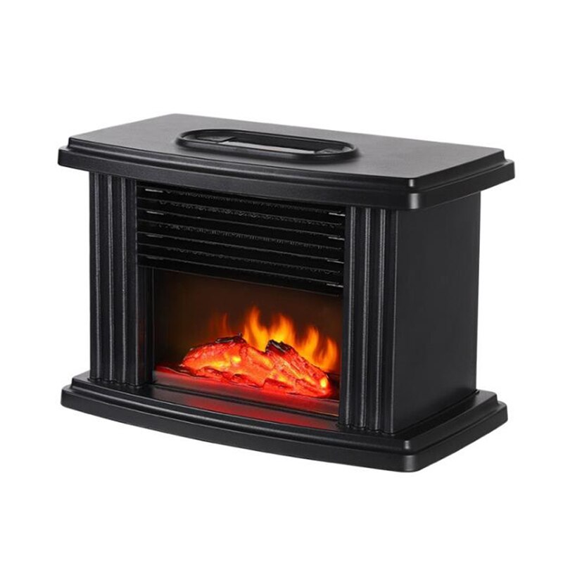 1000W EU Plug Electric Fireplace Indoor Home Living Room Bedroom Flame Heater Minitype Bench Top Fan With Remote Control