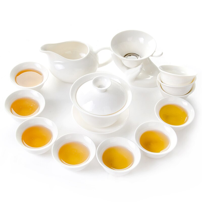 13pcs Tea Set Chinese Ceramic 1 Gaiwan 1 Chahai 1 Tea Strainer 10 Tea Cups Porcelain Kung Fu Afternoon Travel Tea Sets Drinkware: CJ076