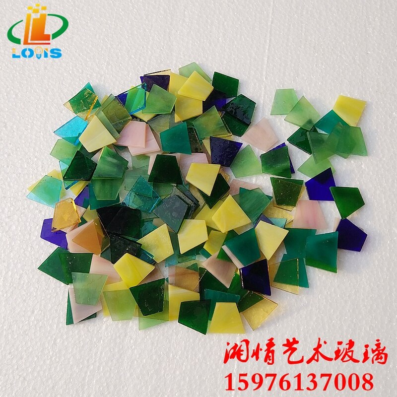 200g farver glas firkantede diamantstykker diy håndpuslespil til børn bulk mosaikmateriale dekorativ glasblok: Trapesformet