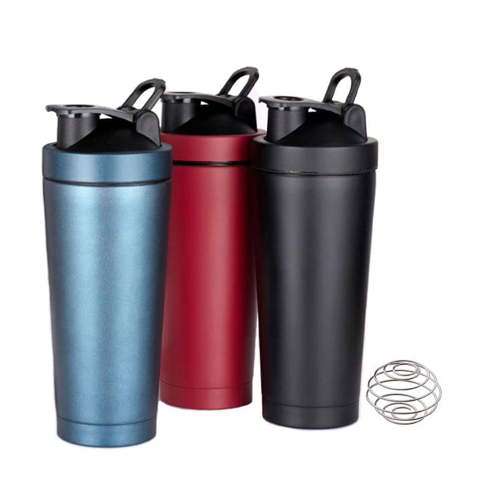 Stainless Steel Shaker Bottle BPA Free Double Wall Vacuum Insulated Sports Shaker Bottle Protein Shaker Leakproof Tumbler