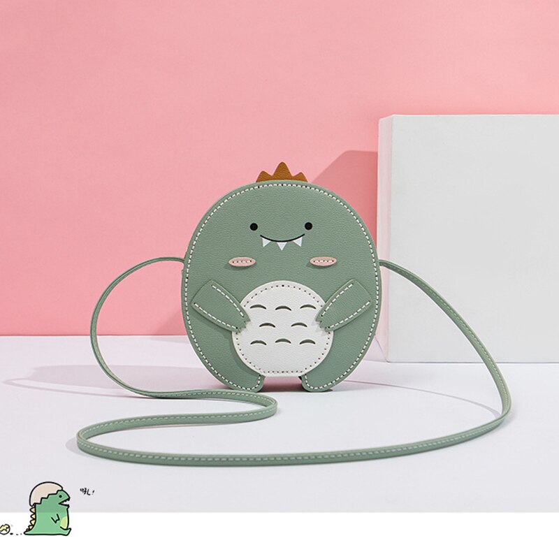 Funny Homemade Sewing DIY Women Corssbody Bags Cute Cartoon Pink Pig Women Shouder Bags Birthday for girls: Green Dinosaur