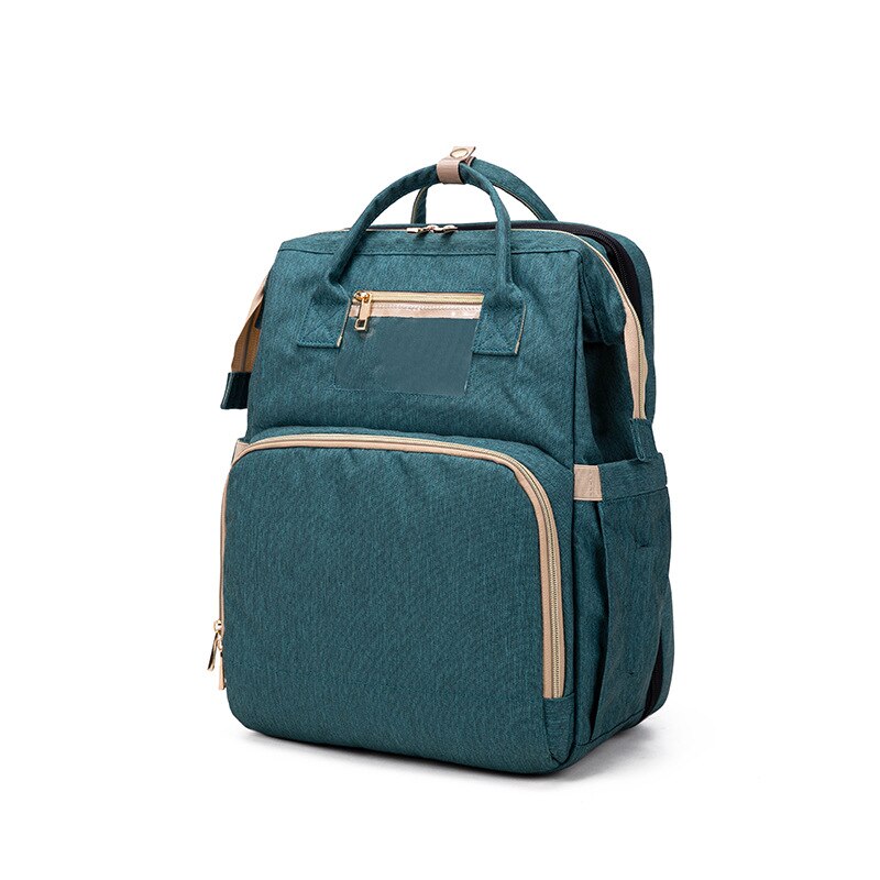 Neue Stil Hand Falten Krippe (Säuglings Windel Tasche Multi-funktionale chuang zhong chuang MOTHER'S Tasche Tragbare Schultern mamee dai: Dark Green