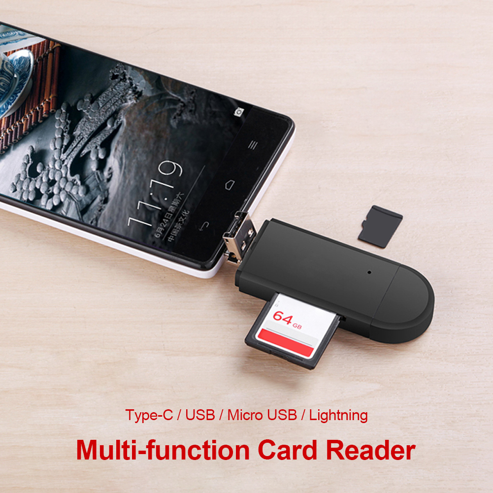 4 in 1 otg micro-sd-kartenleser für usb micro-sd-adapter, flash-laufwerk, smart-speicherkartenleser, typ-c-kartenleser