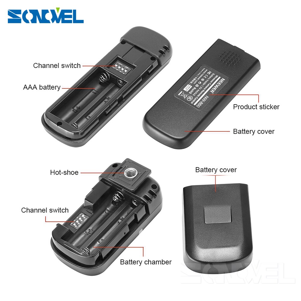 Déclencheur à distance sans fil pour Sony YP-860, pour a7, a7R, a7s, a6300, a6000, a5100, a5000, a3000, HX300, RX1R, RX10, RX110II, S2, NEX-3NL