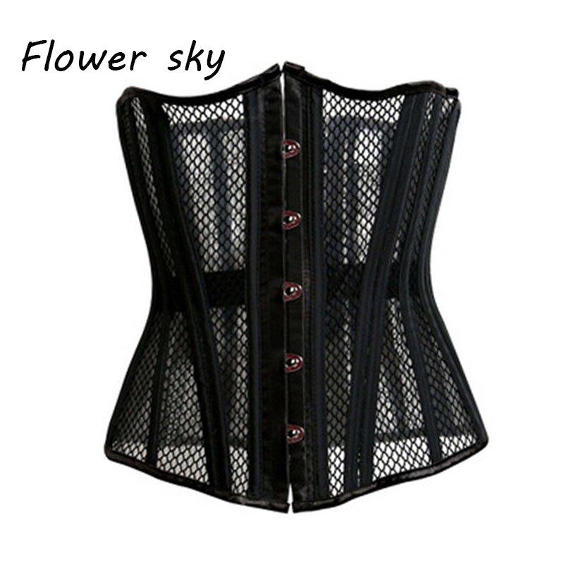 Kvinder korselet åndbart mesh stål bonen talje træner underbust talje korset slankende åndbart træningskorset