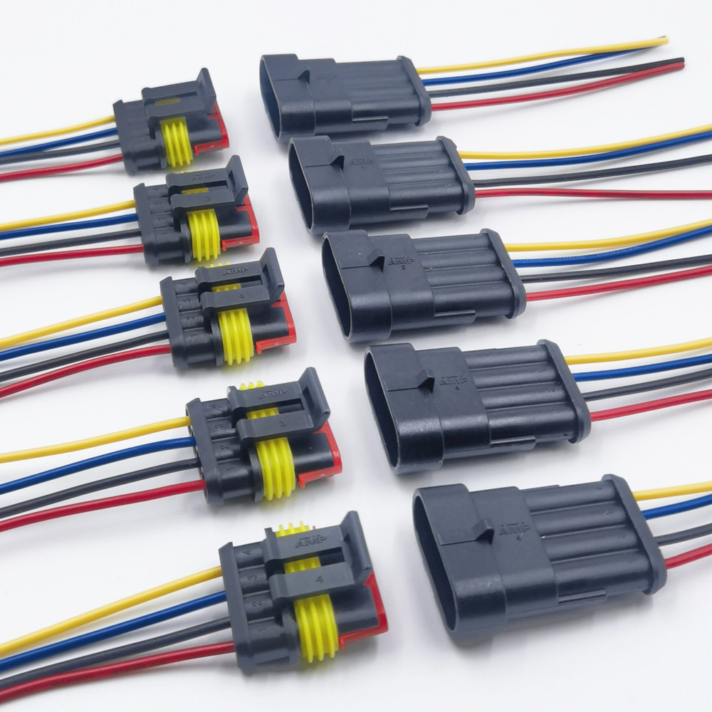1/2/3/4 -polig vattentät kontakt, elektrisk terminal snabbkontakt , 10 st / 5 set, med kabel, lämplig för bilar, fartyg etc.: Mång
