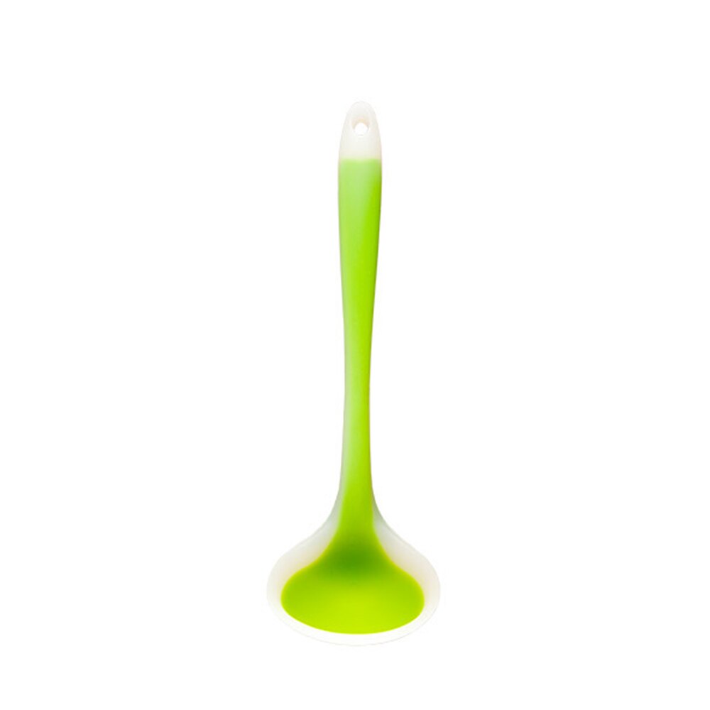 Cuchara sopera de silicona, cocina antiadherente, cucharas de comida grandes, cucharón, mango largo, utensilios de cocina para el hogar: green