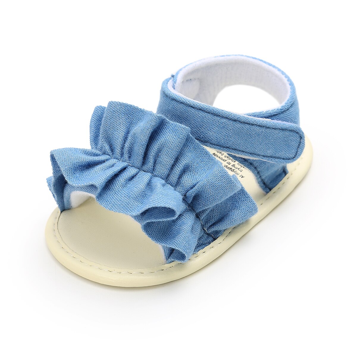 Spädbarn bebis flicka sandaler prinsessa prickiga plattor mjuka halkskyddade bomullssula sommar spjälsäng toddler sandaler  fd02897145: Ljusblå / 0-6 månader