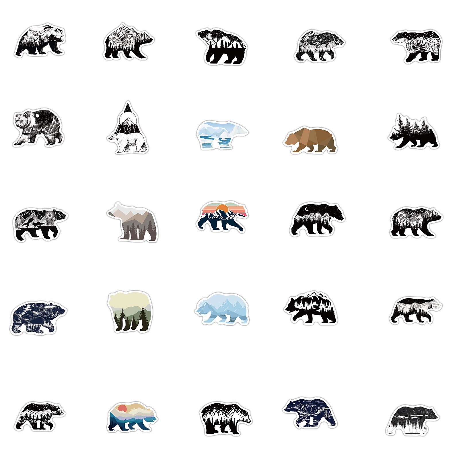 10/30/50 Stuks Mountain Top Kleur Grizzly Bear Graffiti Waterdichte Sticker Koffer Notebook Mobiele Telefoon Water Cup helmetwholesale