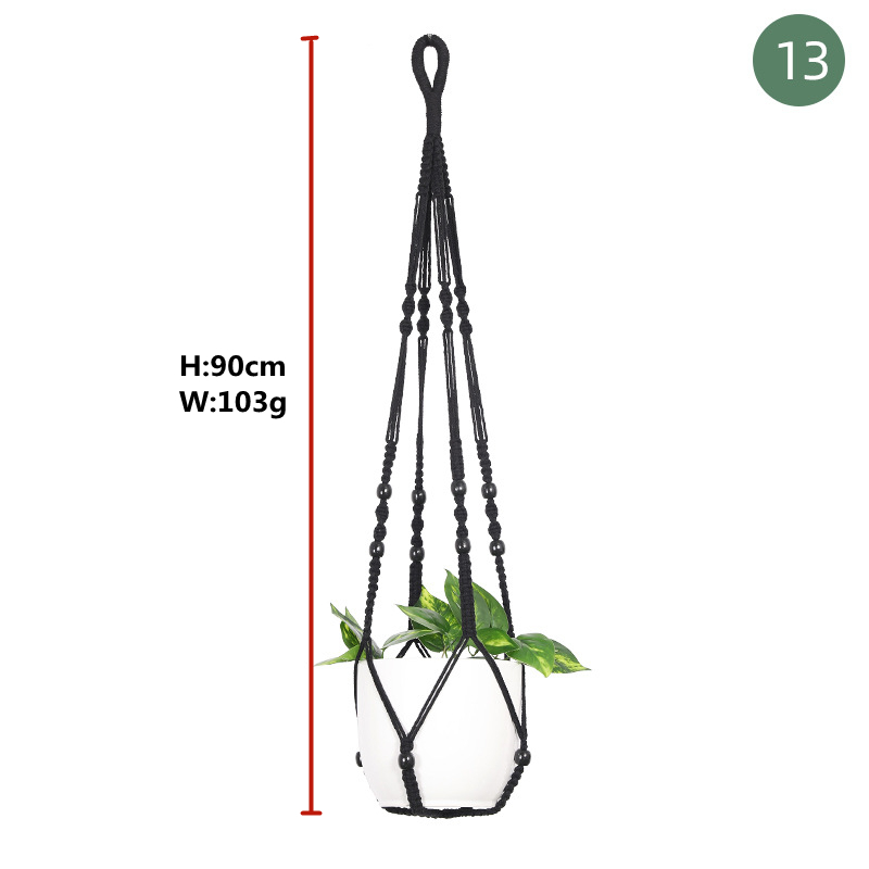 Macrame Handgemaakte Plantenhanger Manden Bloempotten Houder Balkon Hangende Decoratie Geknoopt Hijstouw Huis Tuinbenodigdheden: Clear