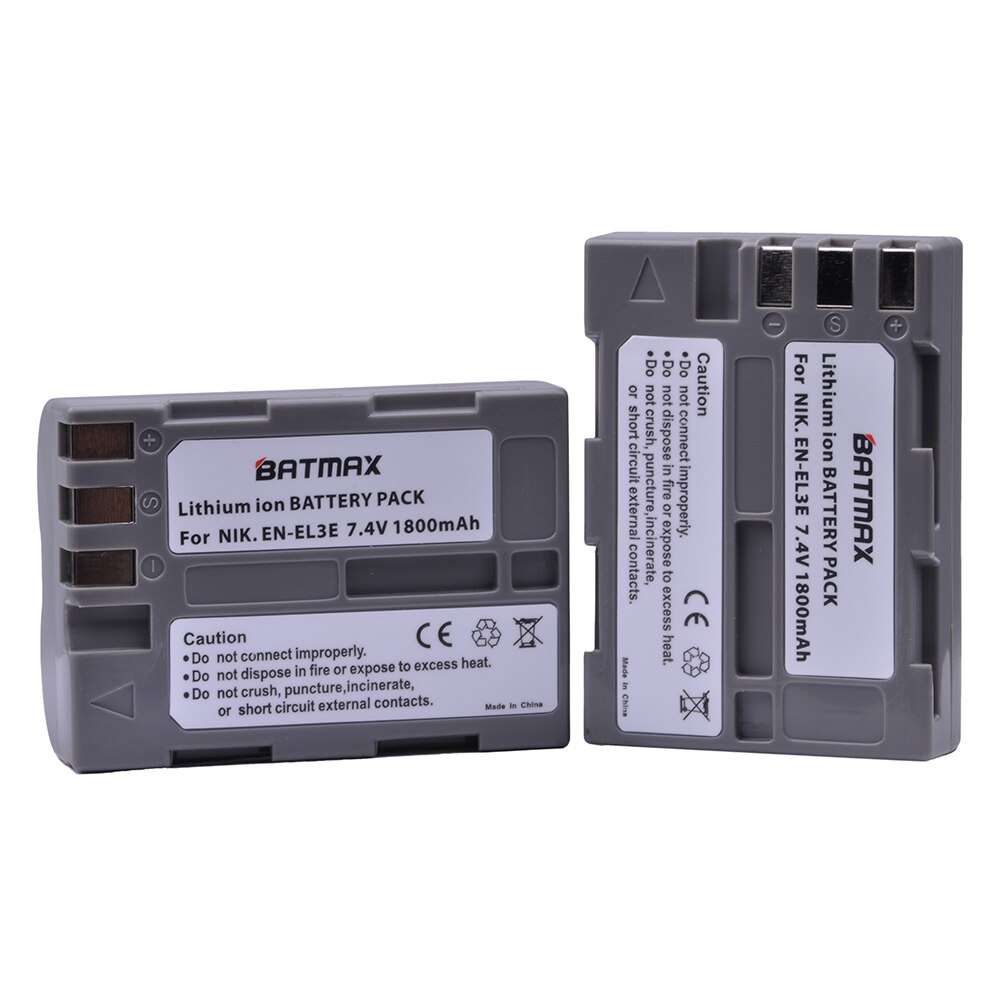 Batmax 1800mAh EN-EL3E EN-EL3 Battery +USB Dual Charger for Nikon D30 D50 D70 D90 D70S D300 Camera