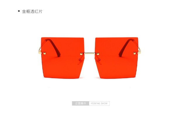 Gafas de sol europeas y americanas grandes cuadradas sin marco recortadas celebridades con el mismo estilo de la cubierta de tiro de calle de: Rojo