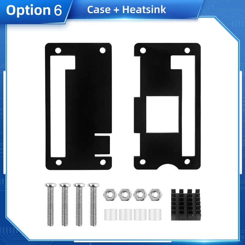 Raspberry Pi Zero 2 W Caja de acrílico Negro transparente Carcasa azul Disipador de calor de enfriamiento pasivo opcional para Raspberry Pi Zero 2 W: Negro
