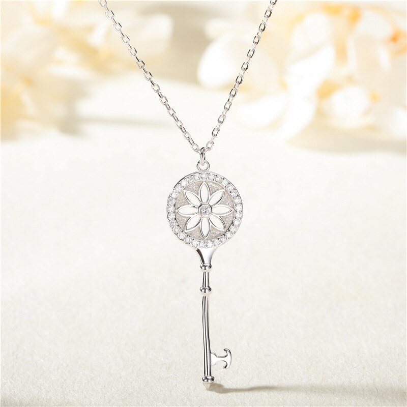 Sodrov Daisy Ketting Zon Bloem Sleutel Hanger Ketting Sieraden 925 Sterling Zilveren Ketting