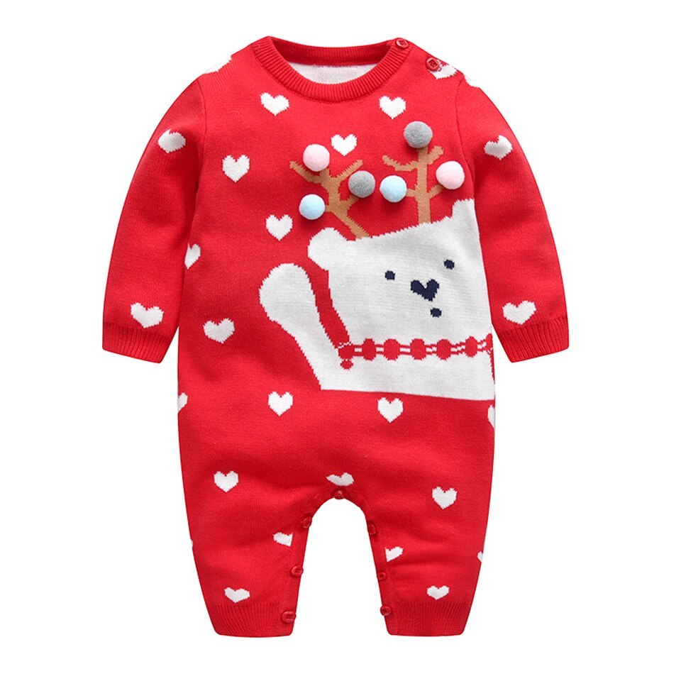 Cute Baby Girls Christmas Sweater Winter Boys Sweaters Kids Clothes Cartoon Deer Embroidery Christmas Children Girls Knit Tops