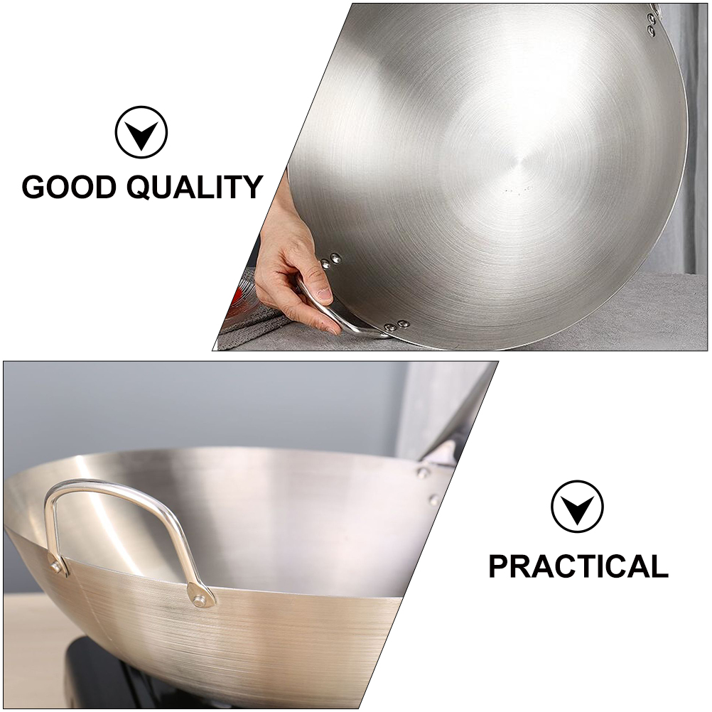 1pc Kitchen Frying Pan Practical Wok Cooking Pan Household Binaural Wok
