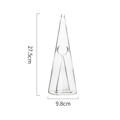 Botella de vino de cristal con forma de pirámide, 350-700 ml, hecha a mano, para familiar: 350ML