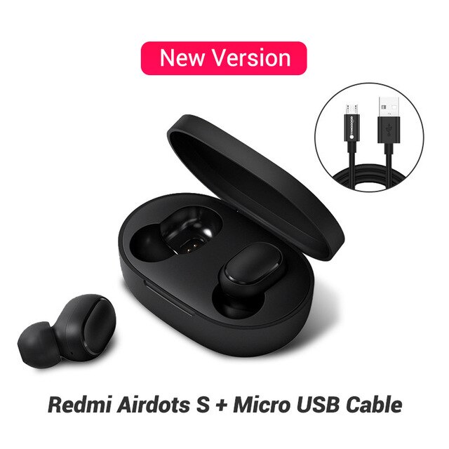 Redmi Xiaomi Airdots TWS Bluetooth Earphones Wireless 5.0 Bluetooth Earphone AI Control Gaming Headset With Mic Noise reduction: With Cable