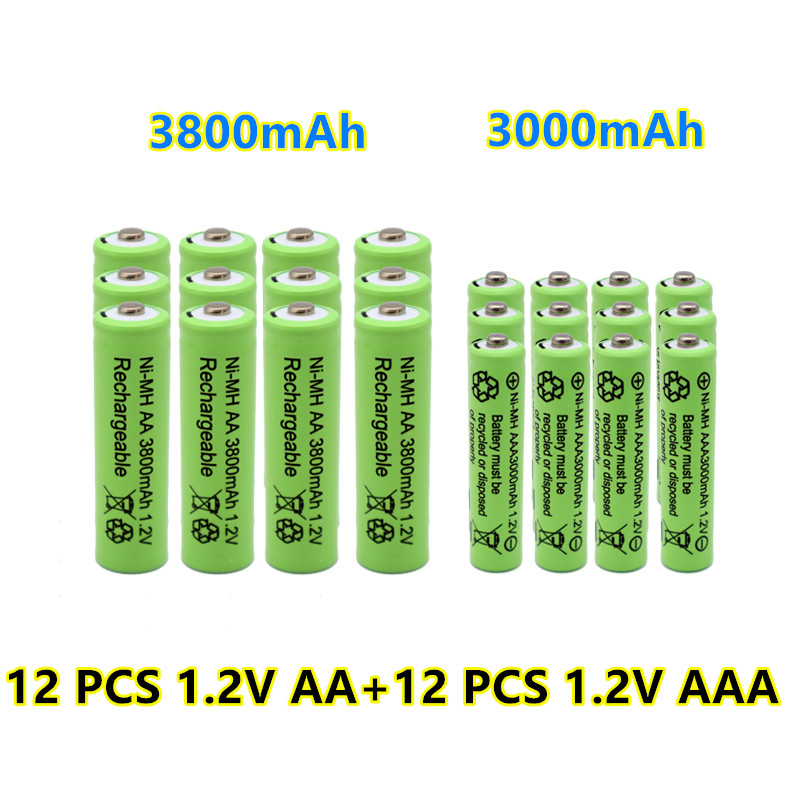 1.2 V Aa 3800Mah Ni-Mh Oplaadbare Batterijen + 1.2 V Aaa 3000 Mah Rechageable Batterij Ni-Mh Batterij: WHITE