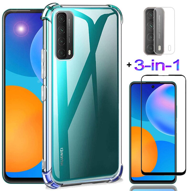Case + Glass for P Smart Silicone Cases P Smart Huawei P Smart Phone Cover P Smart Huawei P Smart Case