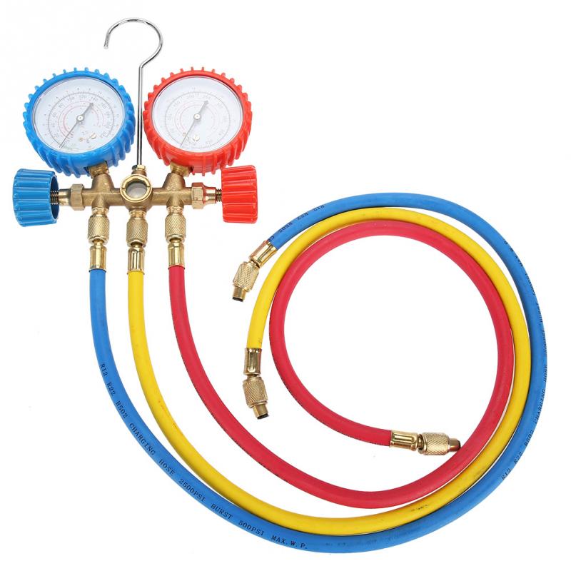 Juego de manómetro de colector automático de 500Psi, juego de manómetro de diagnóstico de CA, herramienta de aire acondicionado para refrigerante R134A R12 R22 R502 para coche