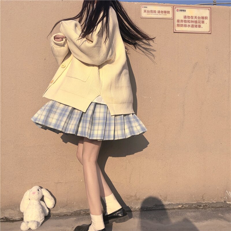 JK Uniform Autumn Suit Female College Style Long-Sleeved Shirt Loose Knitwear Women's Skirt japanese school uniform