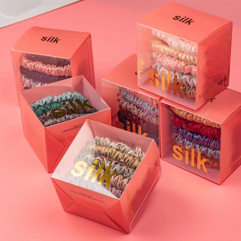 3/4Pcs Box Moerbei Zijde Haar Chouchou Handgemaakte Haarbanden Vrouwen Meisje Haaraccessoires Pure Kleur Natuurlijke hairties