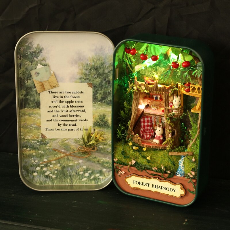 Box Theatre Nostalgischen Thema Miniatur Szene Holz Miniatur Puzzle Spielzeug DIY Puppe Haus Möbel Landschaft Notizen Q Serie # E