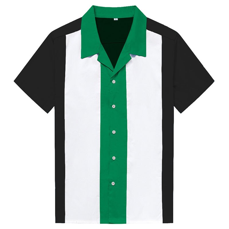 Charlie Harper Shirt Vertical Striped Shirts for Men 50s Rockabilly Shirt Button-Down Cotton Shirts Short Sleeve Vintage Dress: 3 / XXL