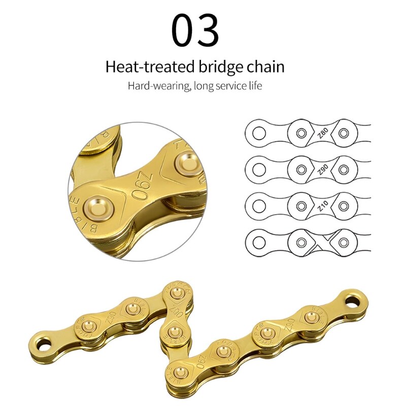 MTB Road Bike Chain 6 7 8 9 10 11 Speed,MTB Road Bike Gold Galvanized Chain 24BD