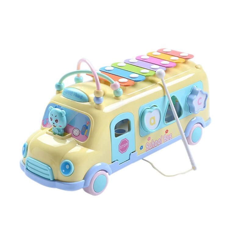 Baby Kind Muziek Puzzel Multifunctionele Bus Blok Klop Hamer Muziek Baby Muziekinstrument Speelgoed