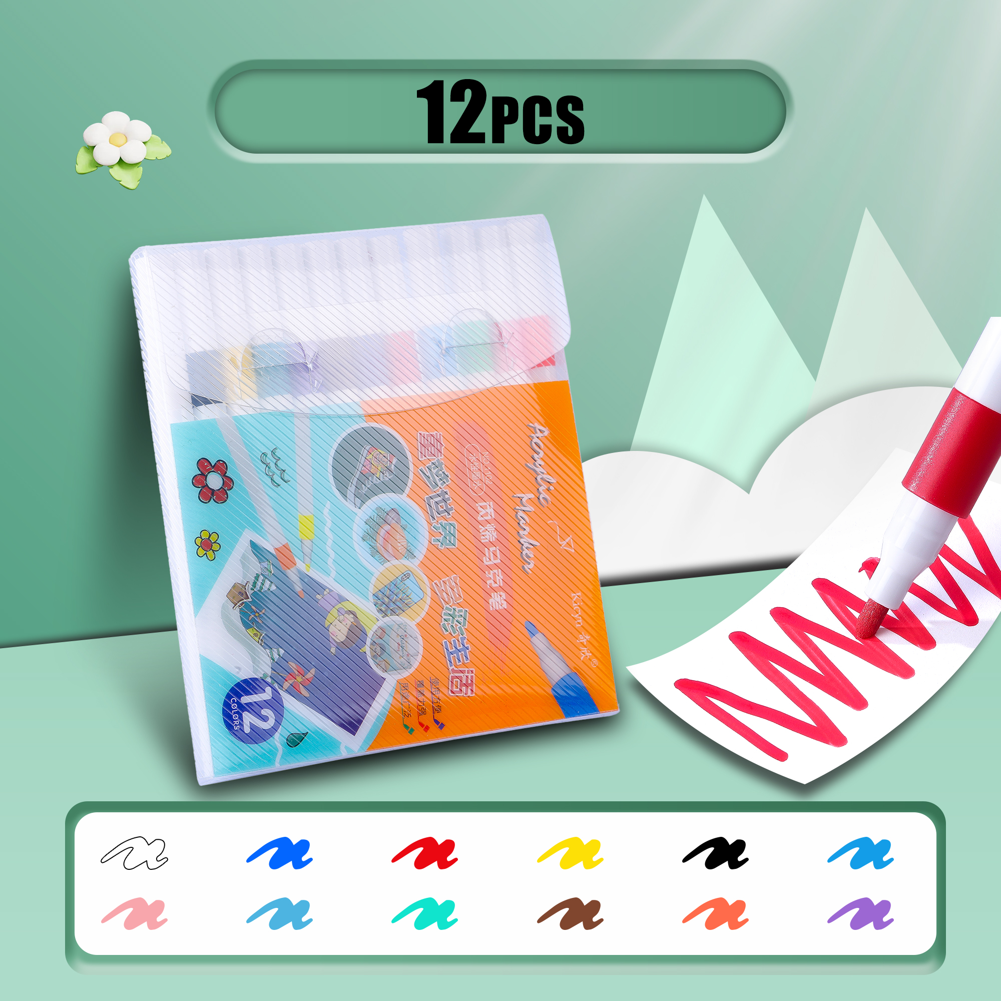 Juego de 12-60 Colores, rotulador artístico de pintura acrílica, pintura rupestre para niños, Graffiti, piedra, cerámica, vidrio, madera, manualidades DIY, suministros de arte: Rosa