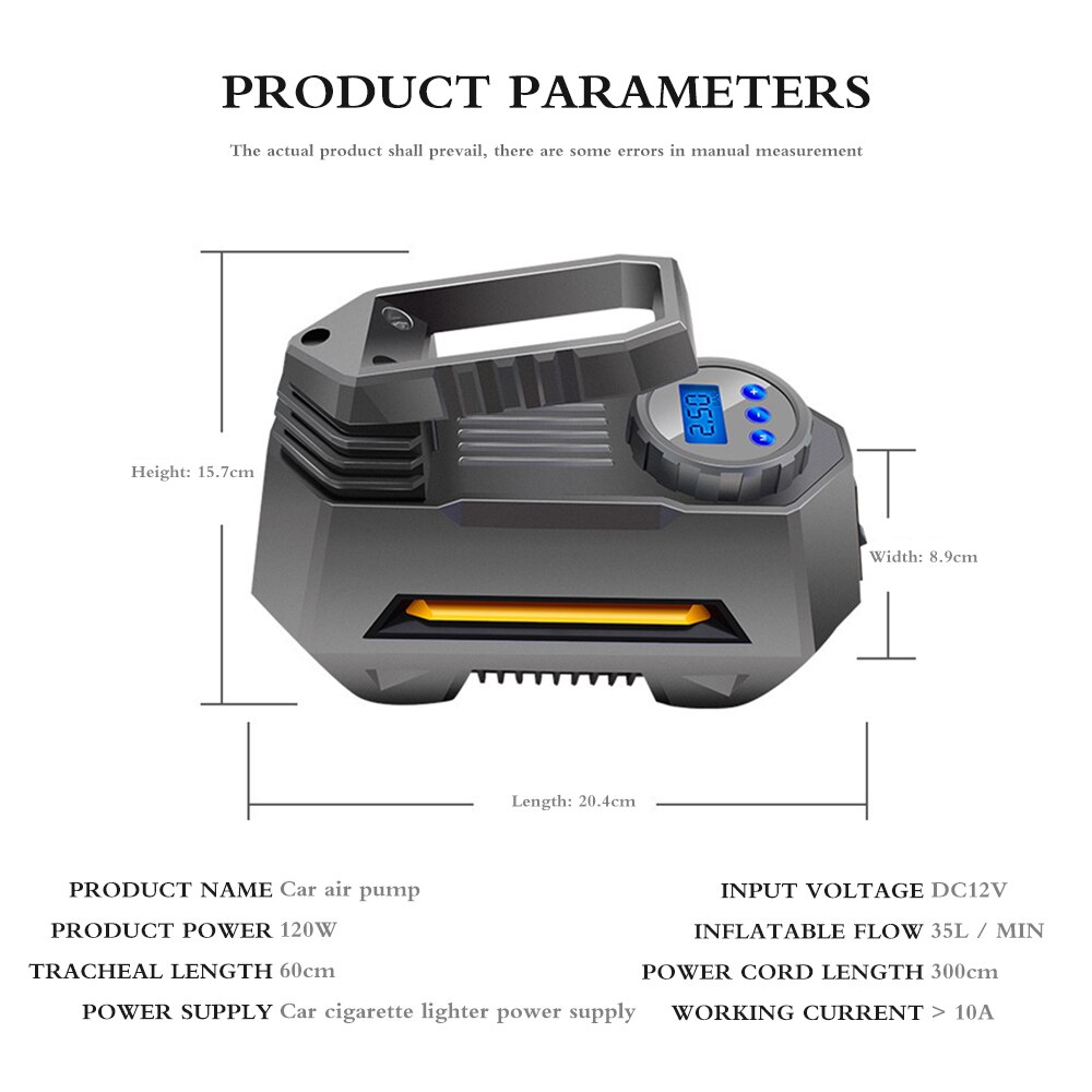 Car Portable Hand-Held Air Pump Charging Air Pump Car Tire Pump With Digital Screen LED Fast Easy to operate
