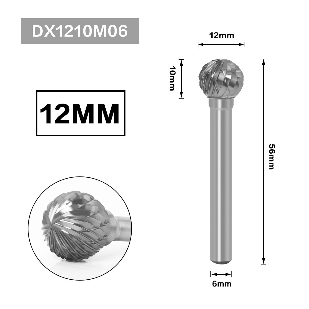 6MM Metal Drawing Tungsten Carbide Milling Cutter Rotary Tool Burr CNC Engraving Abrasive Tools Metalworking Milling Polishing