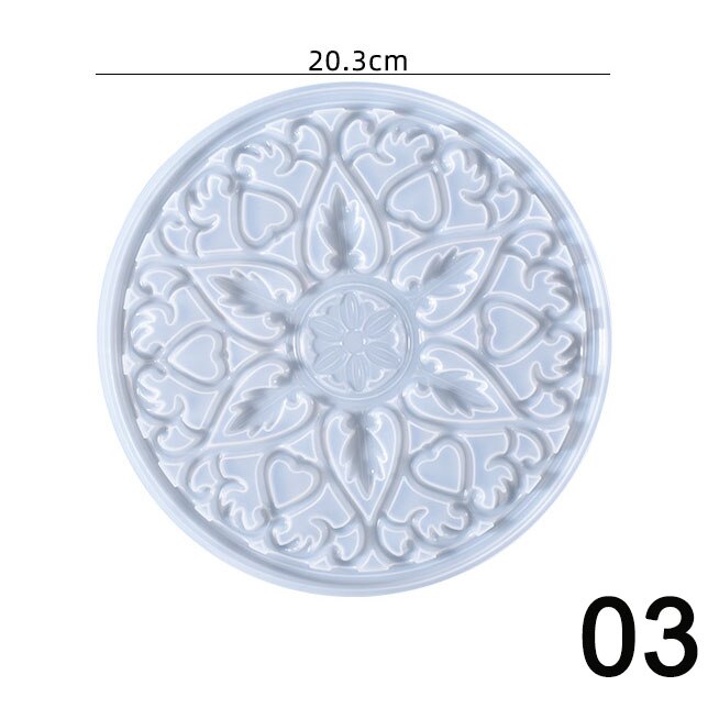 Molde de silicona de resina para posavasos redondo de Mandala, bandeja para posavasos de café, molde para bricolaje, resina epoxi, yeso, hormigón, copa de vino, molde para estera: violet
