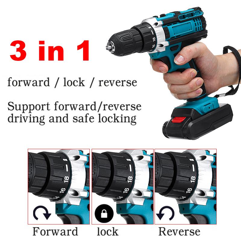 Drillpro-taladro eléctrico inalámbrico de 48V, 18 + 2 Torque, destornillador, mini taladro eléctrico, herramienta eléctrica con 2 piezas de batería de iones de litio
