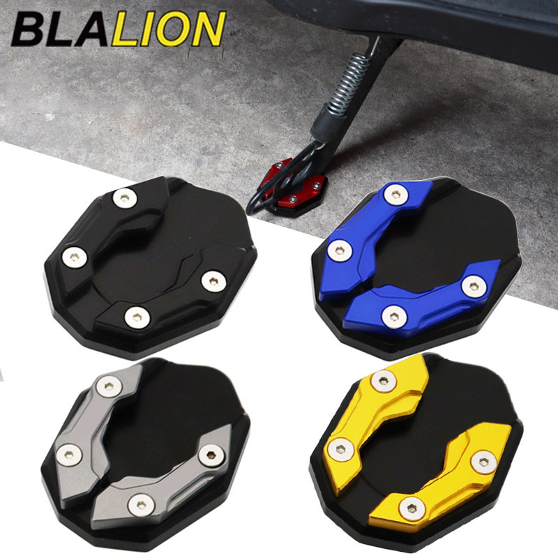 Blalion liga de alumínio da motocicleta bicicleta kickstand extensor pé suporte lateral extensão pé almofada placa suporte moto acessório
