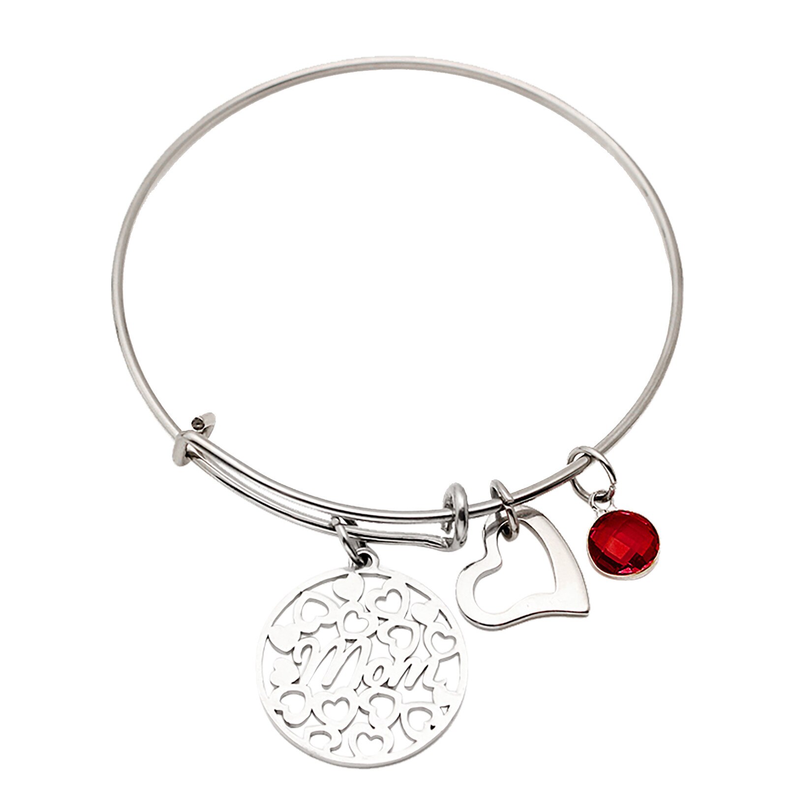 Stainless Steel Mom Bracelet Twelve-color Birthstone Can Be Pushed And Pulled Bracelet Charms for Jewelry For Family: A