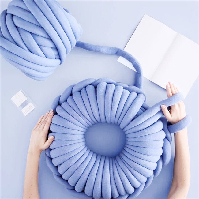 250g wielkogabarytowe przędzy dziewiarskiej DIY ręcznie dzianiny tkania koc gruba przędza bardzo grube przędzy na drutach/szydełka/dywan/kapelusze: niebieski