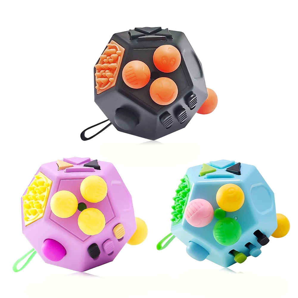 EDC mano para el autismo, TDAH alivio de la ansiedad en niños de 12 lados Anti-estrés Fidget Juguetes | Juguetes Fidget | Fidget juguetes . Exclusivo.