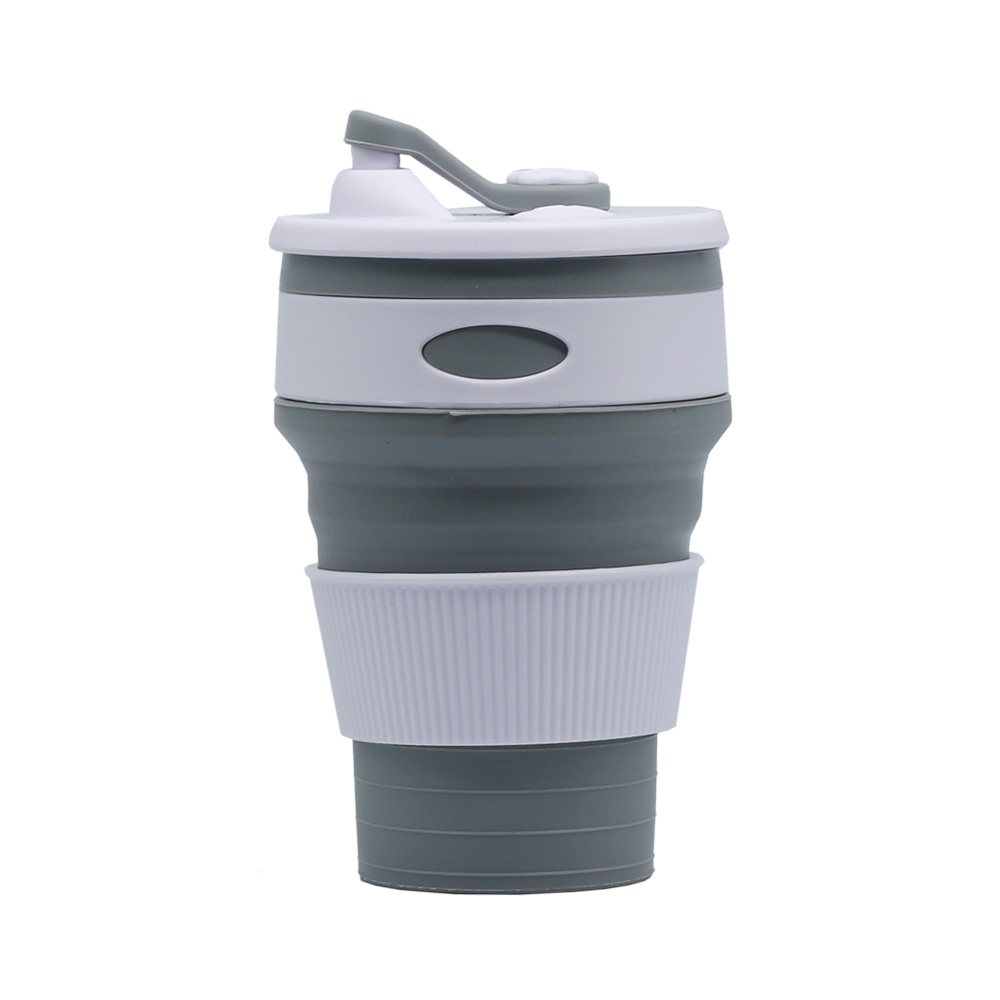 Draagbare Siliconen Cup Folding Siliconen Telescopische Opvouwbare Reizen Silica Mok Multifunctionele Inklapbare Drinken Koffie Cup: Light Grey