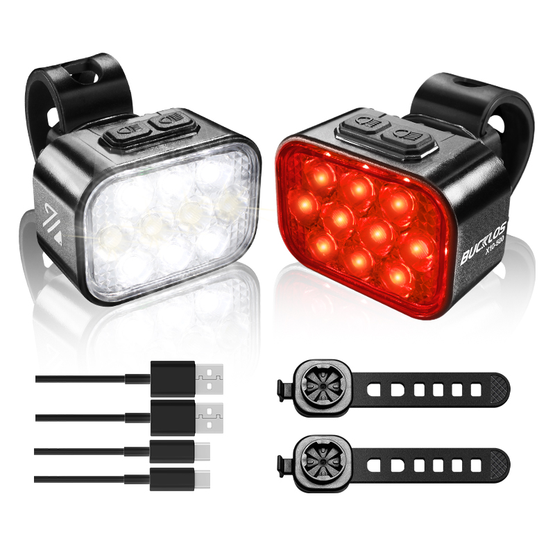 BUCKLOS Bicycle Rear Light Front Light 1100mAh LED COB Waterproof Bike Lamp USB Rechargeable Mtb Road Bike Taillights Bike Parts: Red