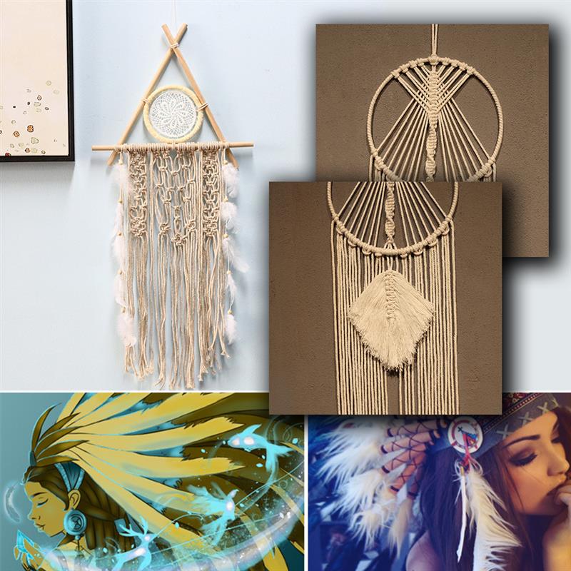 Bohemian Chic Macrame Wall Hanging Tapestry Mandala Dreamcatcher Wall Decor Boho Woven Knitted Tapestries Home Decoration