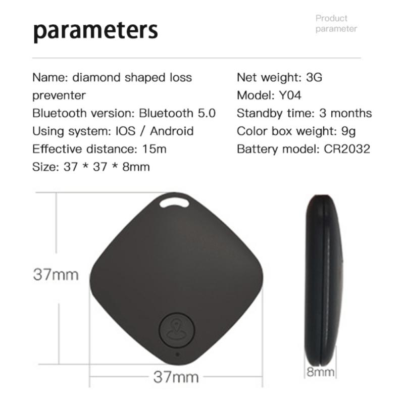 Smart Tracker dispositivo anti-perdita a forma di diamante localizzatore compatibile con Bluetooth posizionamento APP funzione di ricerca di oggetti a due vie
