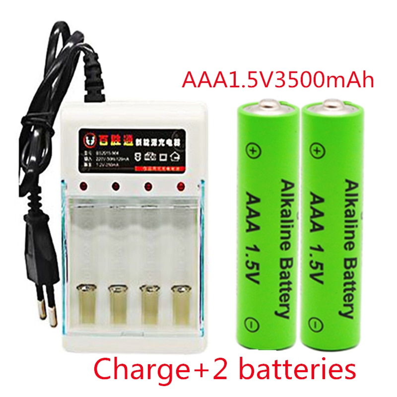 AAA 1.5 V 3500 mah batterie rechargeable AAA 1.5 V 3500 mah Rechargeable Alcalinas drummey + 1 pièces chargeur de batterie 4 cellules